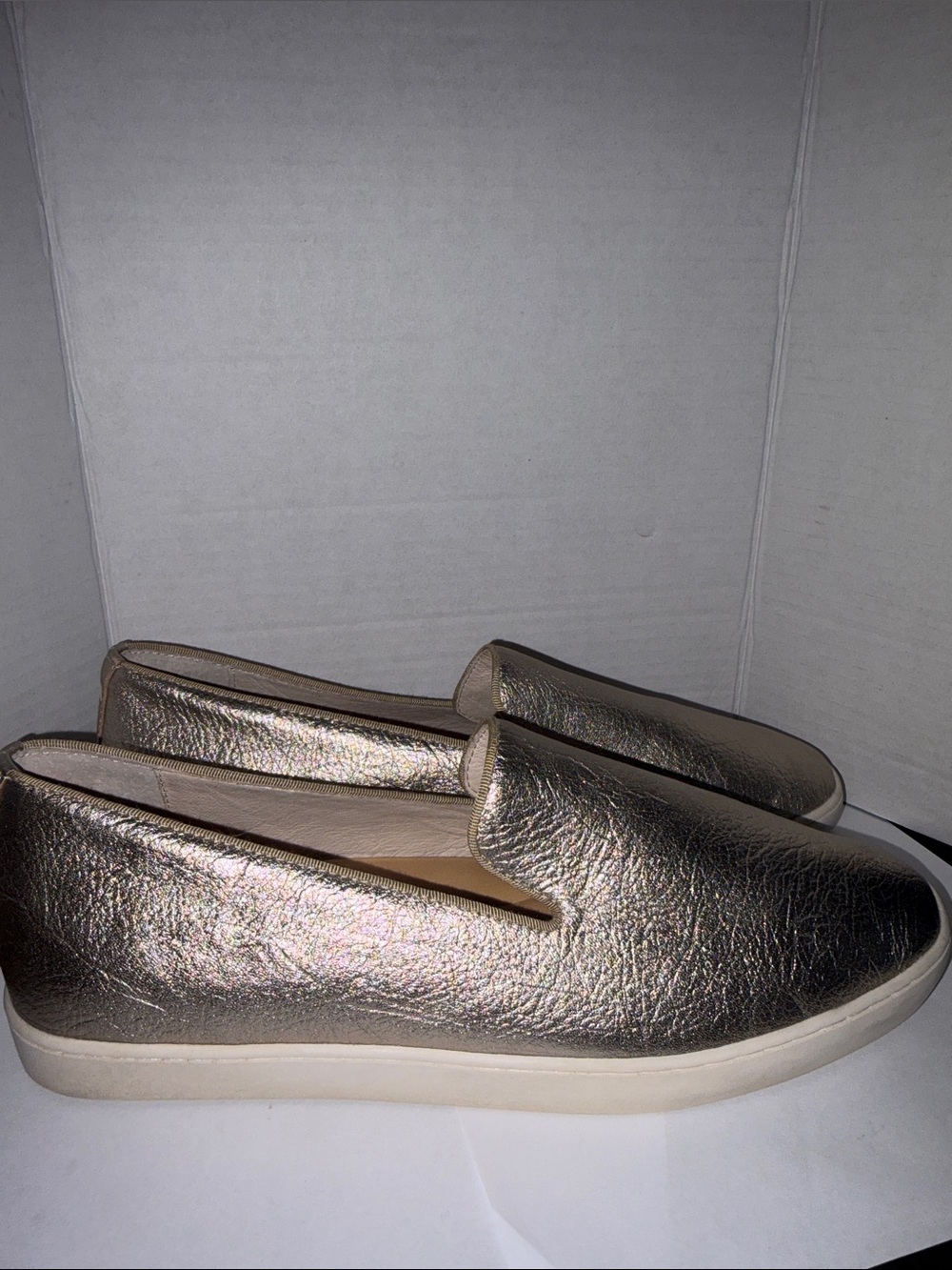 Birdies Metallic Silver Slip-On Flats